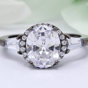 1.50 Carat Art Deco Halo Black Tone 925 Sterl